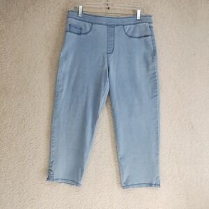 FDJ French Dressing Jeans Pants Womens 10 Light Wash Pull On Ankle Slit Stretch